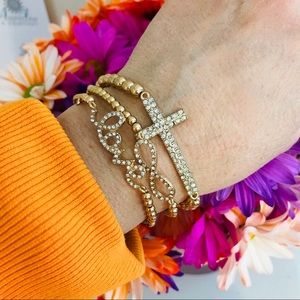 Faith Love Infinity 3 Piece Stretch Bracelet Gold